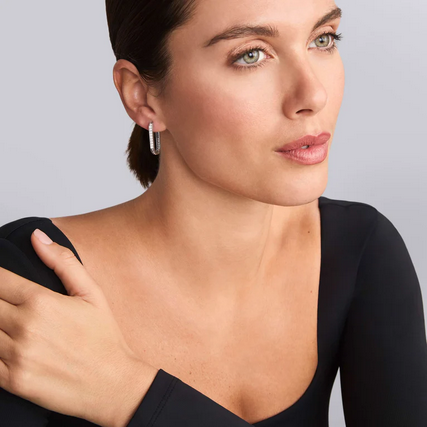 LAGOS Linear Diamond Hoop Earrings, view 2