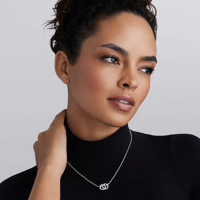 LAGOS Silver Interlocking Diamond Pendant Necklace, view 2