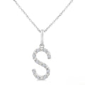 Ashi Diamond Silver Block 'S' Initial Diamond Pendant