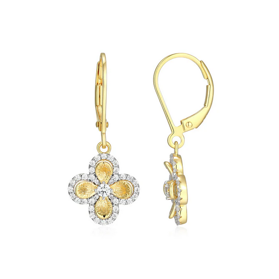 Charles Garnier Flower Clover Leverback Earrings