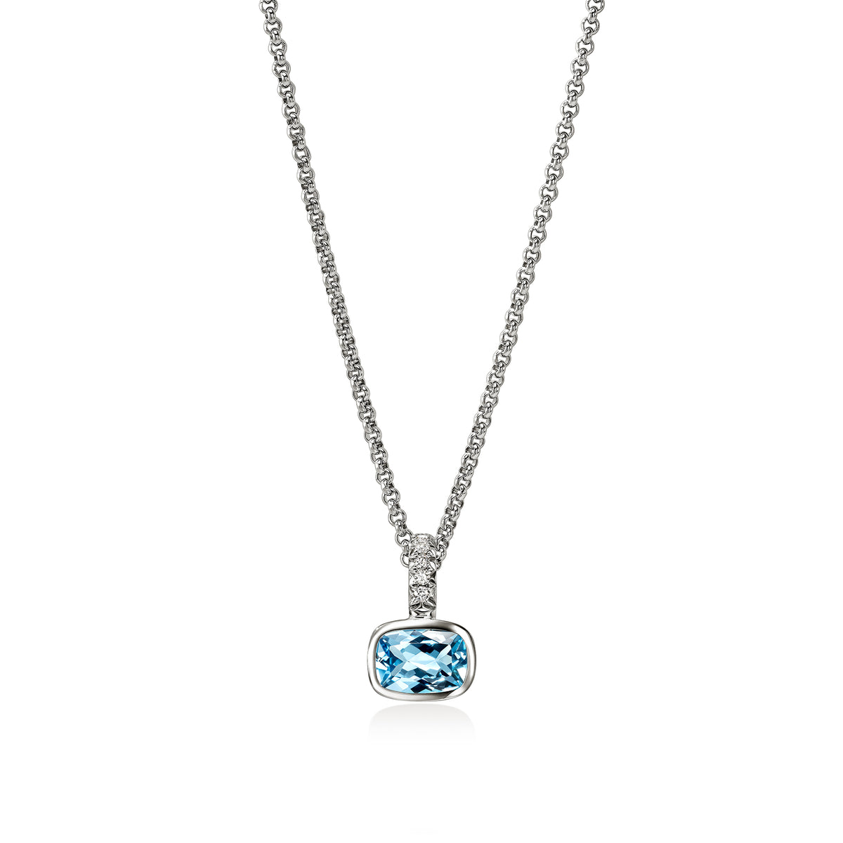 John Hardy Heishi Gem Necklace, Sterling Silver, Swiss Blue Topaz, Diamonds