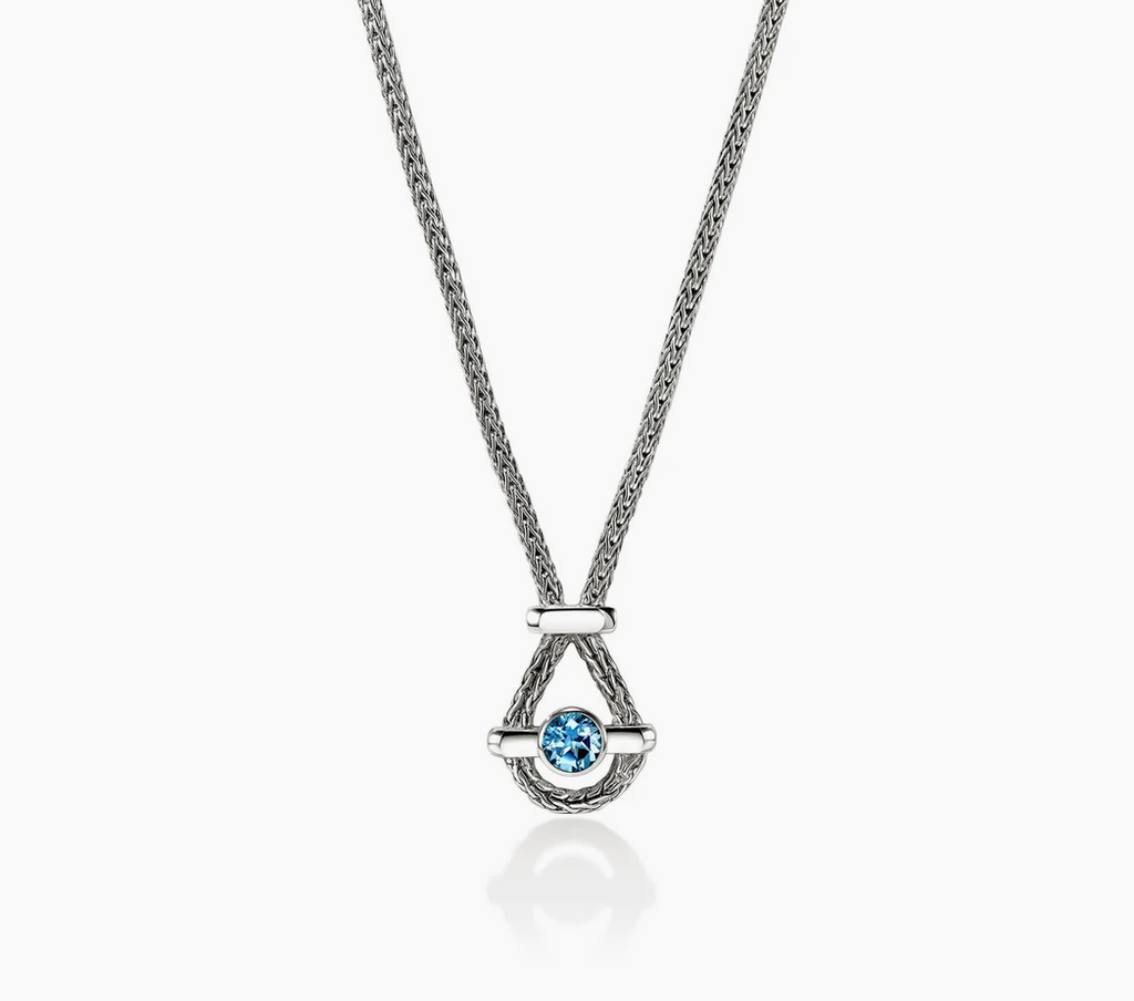 John Hardy Sterling Silver Swiss Blue Topaz Icon Necklace