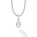 Silver Interlocking Diamond Caviar Pendant Necklace