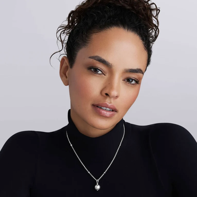 Silver Beaded Pendant Necklace | 12mm