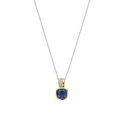 Blue Cushion CZ Bezel Necklace