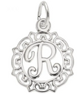 Rembrandt Charms Ornate Script Initial R Charm
