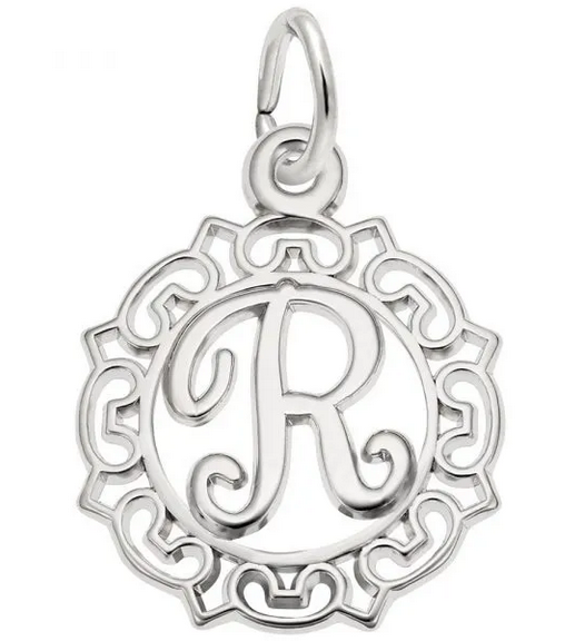 Rembrandt Charms Ornate Script Initial R Charm