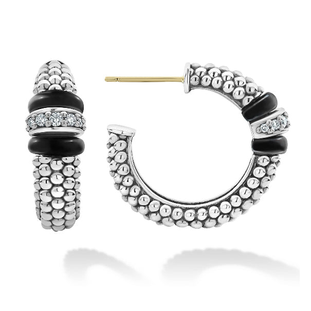 LAGOS Caviar Hoops with Diamond Accent