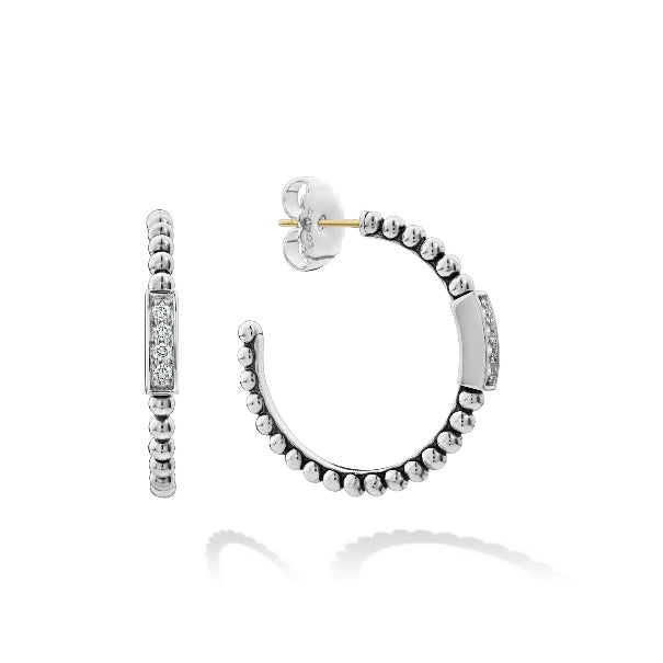 LAGOS Beaded Diamond Hoop Earrings