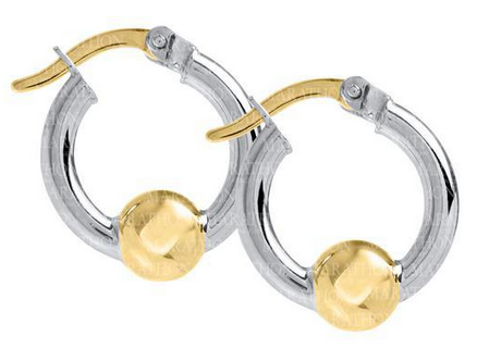 Marathon Company Two Tone Single Bead Cape Cod Hoop Earrings