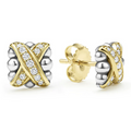 LAGOS Two-Tone X Diamond Stud Earrings