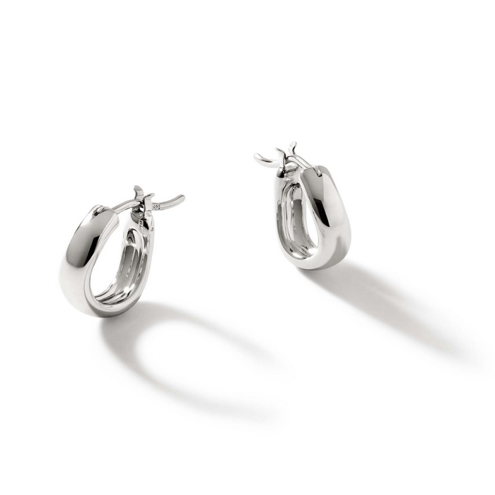 John Hardy Surf Huggie Earrings, Sterling Silver, 12MM