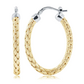 Charles Garnier Sterling Silver Yellow Gold Plated Woven Oval Hoops