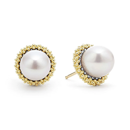 LAGOS 18K Gold Caviar Pearl Stud Earrings