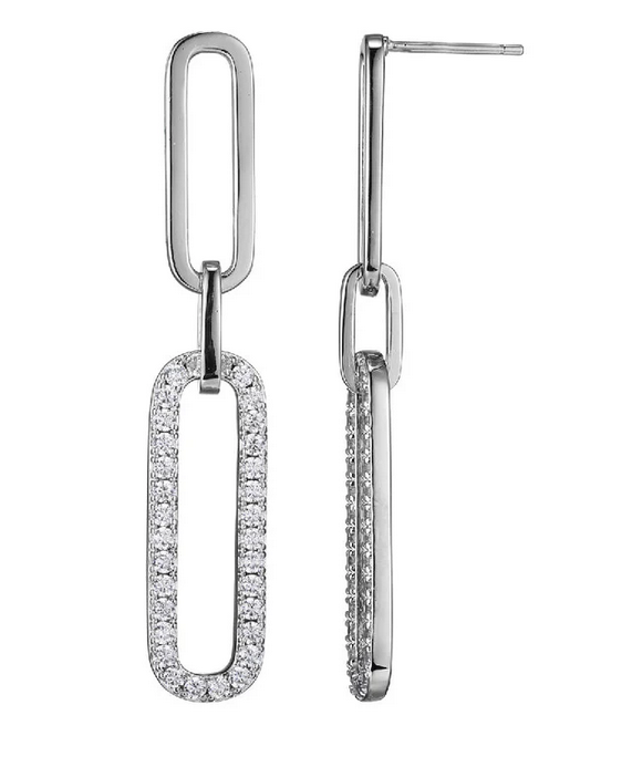 Charles Garnier Sterling Silver Paperclip Earrings with CZ