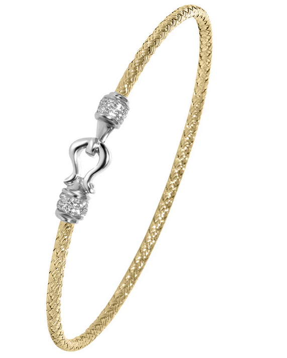 Charles Garnier Sterling Silver 2mm Mesh Bangle with CZ