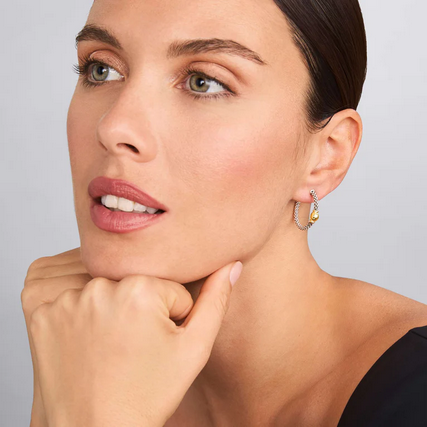 LAGOS Two-Tone Station Hoop Earrings, view 2