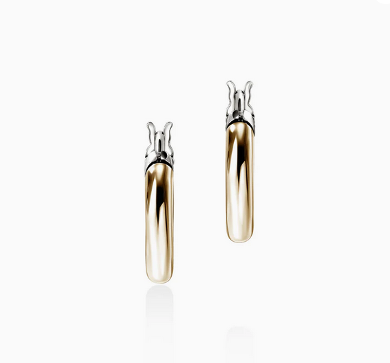 John Hardy JH Essential Crossover Hoop Earring, Gold, Sterling Silver, 10MM