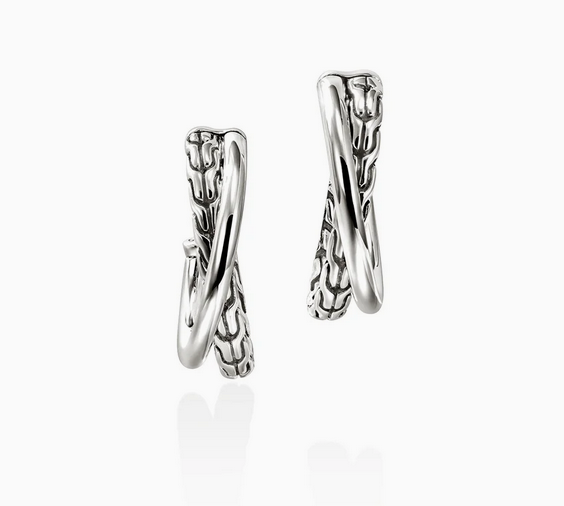 John Hardy JH Essential Crossover Earring, Sterling Silver, 20.5MM