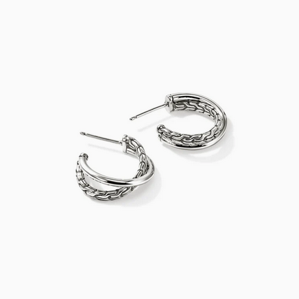 John Hardy JH Essential Crossover Earring, Sterling Silver, 20.5MM, view 2