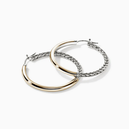John Hardy JH Essential Hoop Earring, Gold, Sterling Silver, 30MM, view 2