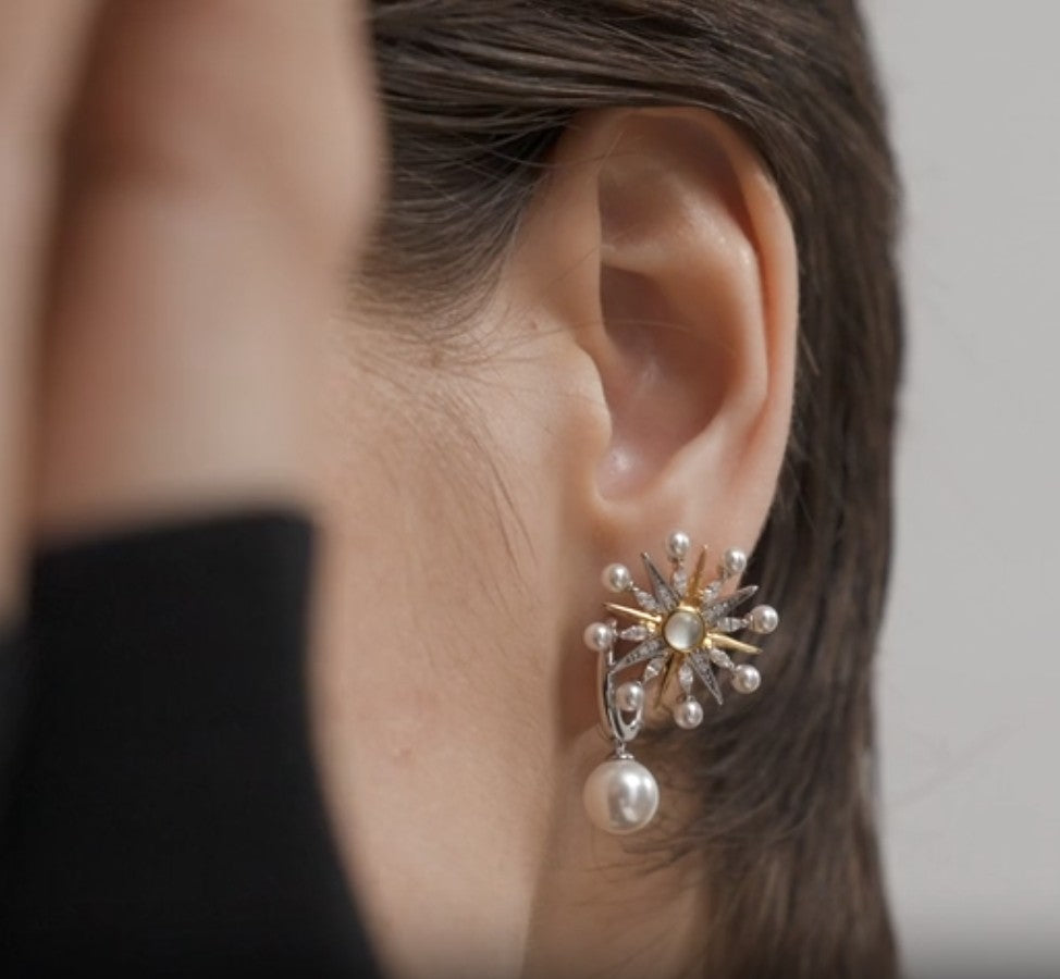 TI SENTO Pearl and CZ Earrings, view 2
