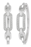 Ashi Diamond Sterling Silver Paperclip Link Hoops