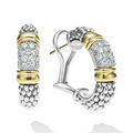 LAGOS Two-Tone Caviar Diamond Hoop Earrings