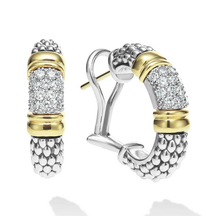 LAGOS Two-Tone Caviar Diamond Hoop Earrings