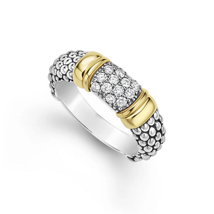 LAGOS Two-Tone Caviar Diamond Ring | 6mm