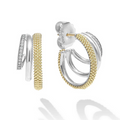 LAGOS Two-Tone Three Ring Diamond Hoop Earrings