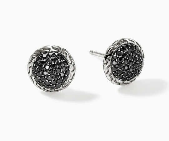 John Hardy JH Essential Pavé Stud Earring, Sterling Silver, Gemstones, 10MM
