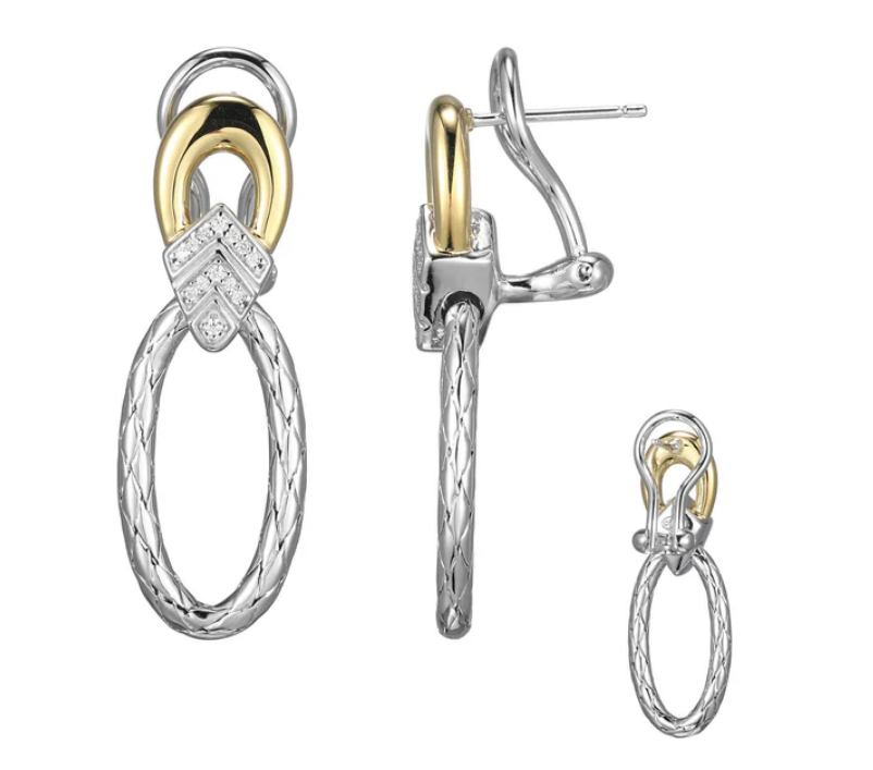 Charles Garnier Silver Woven CZ Drop Earrings