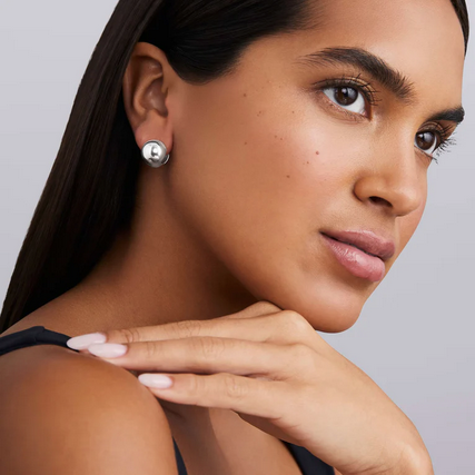 LAGOS Silver Round Huggie Earrings, view 2