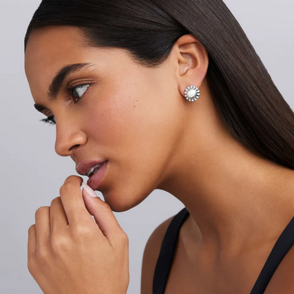 LAGOS Silver Round Omega Clip Earrings, view 2