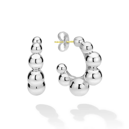 LAGOS Silver Beaded Hoop Earrings