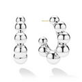 LAGOS Large Silver Beaded Hoop Earrings