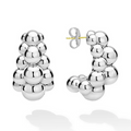 LAGOS Silver Three Row Beaded Hoop Earrings