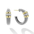 LAGOS Two-Tone Caviar Beaded Diamond Hoop Earrings
