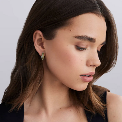 LAGOS Two-Tone Linear Huggie Earrings, view 2