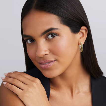 LAGOS Two-Tone Linear Hoop Earrings, view 2