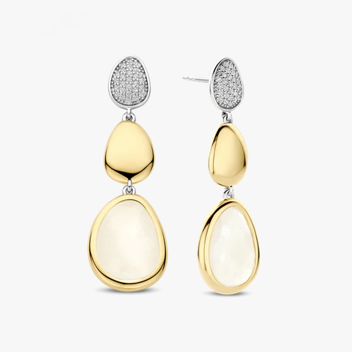 TI SENTO Sterling Silver Two Tone Pebble Drop Earrings