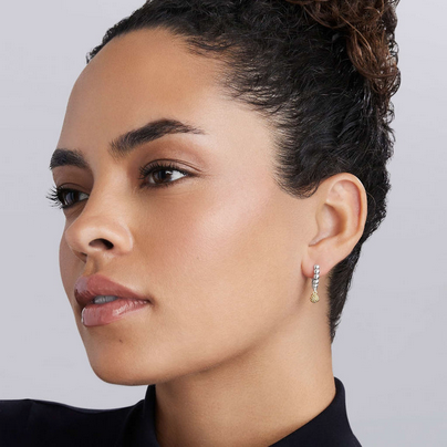 LAGOS Two-Tone Caviar Beaded Huggie Earrings, view 2