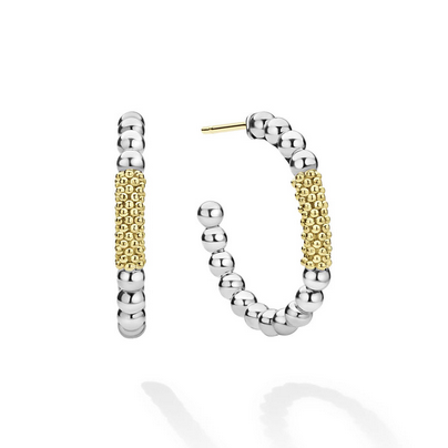 LAGOS Two-Tone Caviar Gold Bar Hoop Earrings