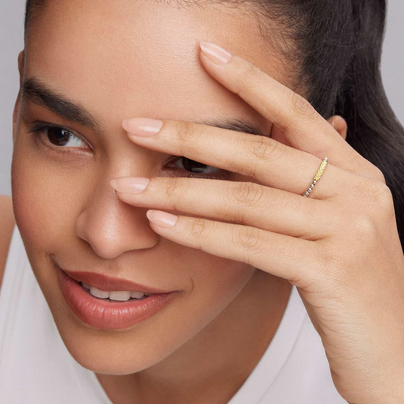 LAGOS Two-Tone Caviar Stacking Ring, view 2