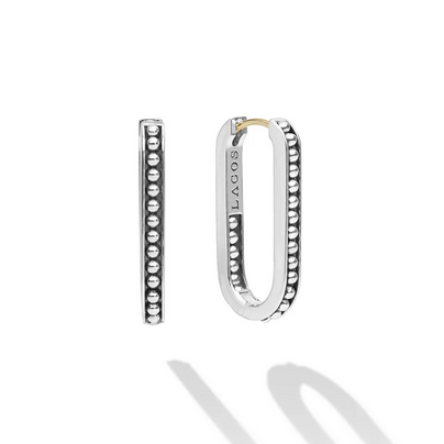 LAGOS Sterling Silver Beaded Linear Hoop Earrings