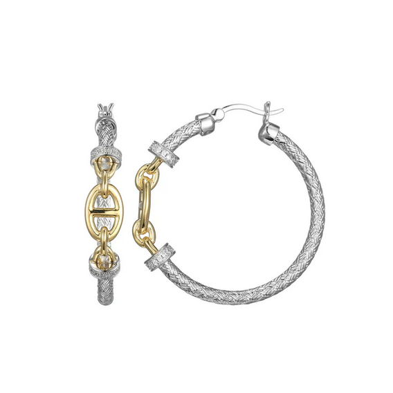 Charles Garnier Sterling Silver Yellow Gold Plated CZ Hoops
