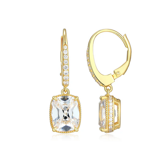 Charles Garnier Sterling Silver Yellow Gold Plated CZ Drop Earrings