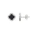 Charles Garnier Black Onyx Clover Stud Earrings
