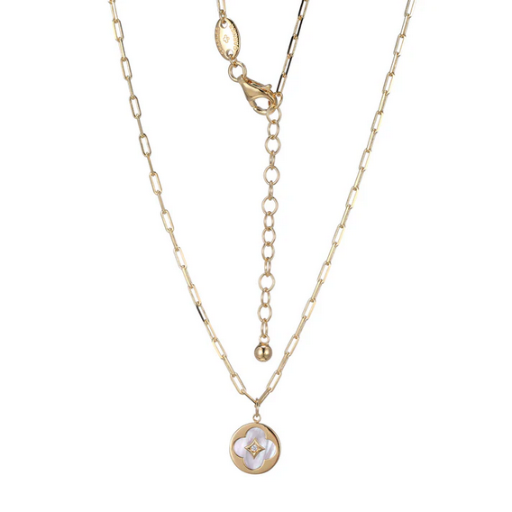 Charles Garnier Clover Mother-of-Pearl Disc Pendant Necklace
